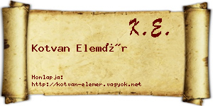 Kotvan Elemér névjegykártya